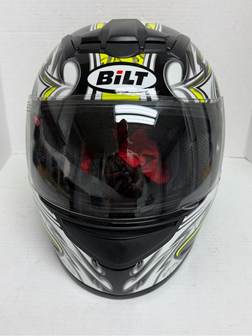 New BILT Racer Motorcycle FF350 Full Face Black & Green Size LARGE